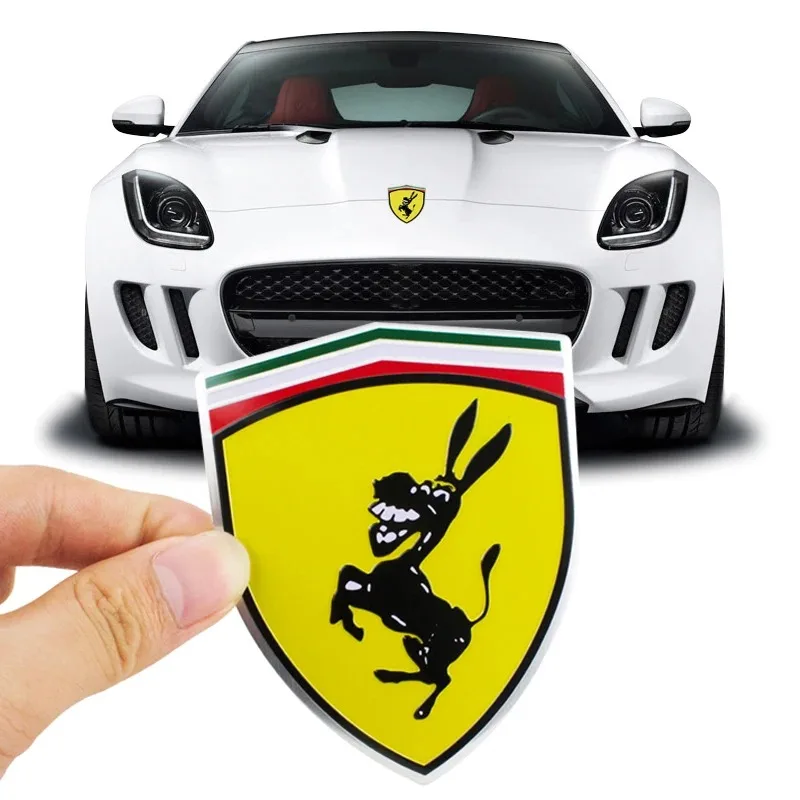 Car Aluminum 3D Creative Donkey Logo Exterior Sticker Prank for LP550 Ferrari Donkey Emblem Badge Car Styling Decal Accessories