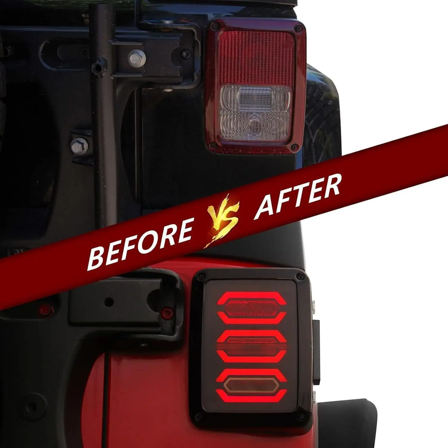 2pcs LED Tail Lights Lens For  Wrangler 2007-2017 JK JKU With Brake Light Reverse Light Signal Light Lamp Assembly
