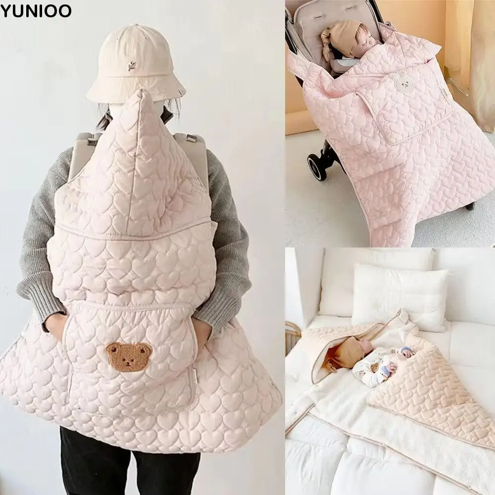 

Cartoon Bear Baby Stroller Blanket Thicken Adjustable Waist Toddler Trolley Cover Waterproof Windproof Newborn Swaddle Wrap