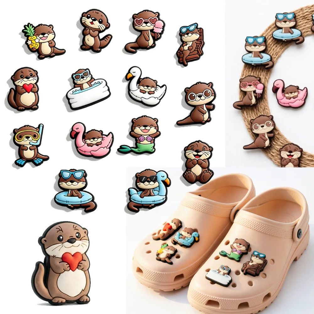 Summer Vacation Otter Shoe Charms PVC Kawaii Shoe Decorations for Boys&Girls Waterproof Shoe Perfect for Gifts and Party Favors