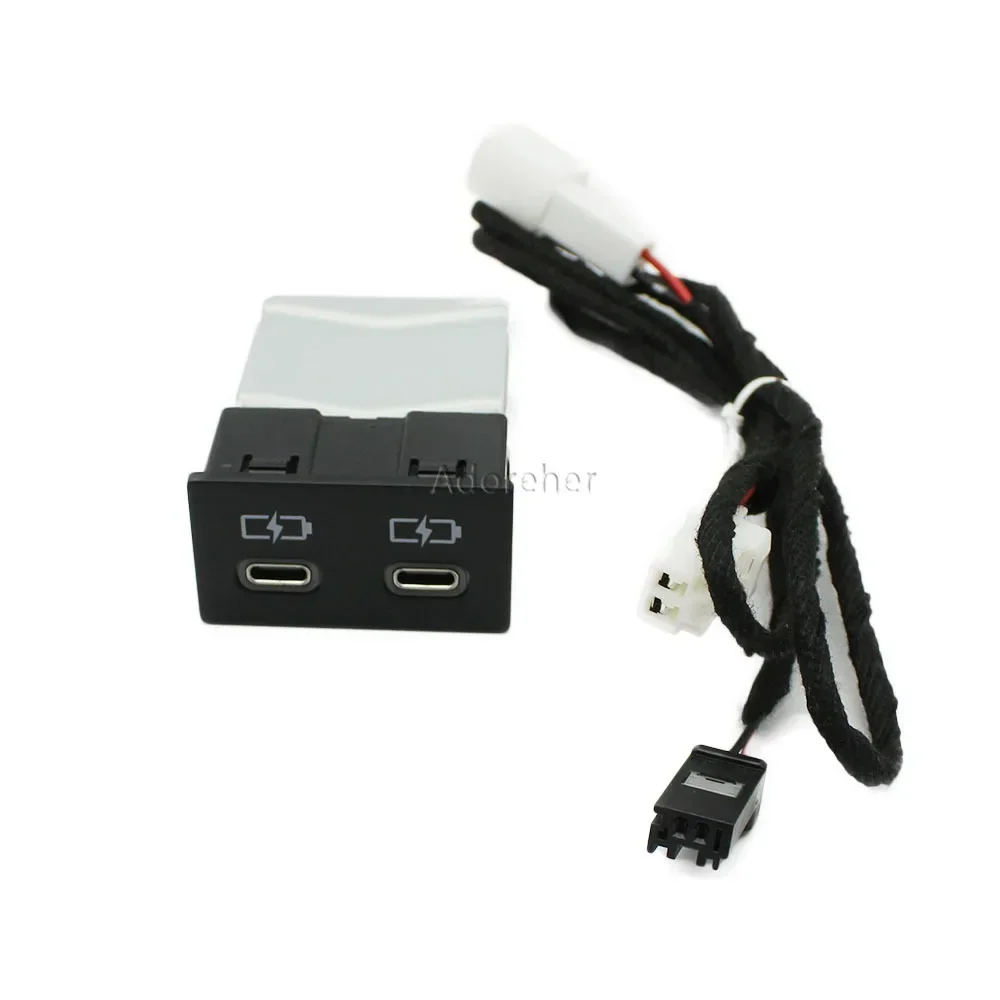 Car Charger Socket Dual USB PD Type C Charging Outlet Fuse Box Power Adapter for Toyota Camry Highlander Corolla RAV4 LEVIN