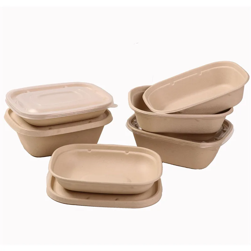 Custom Disposable Lunch Boxes Biodegradable Pulp Packing Boxes with Lids Bento Boxes Thickened Fruit Salad Boxes fo