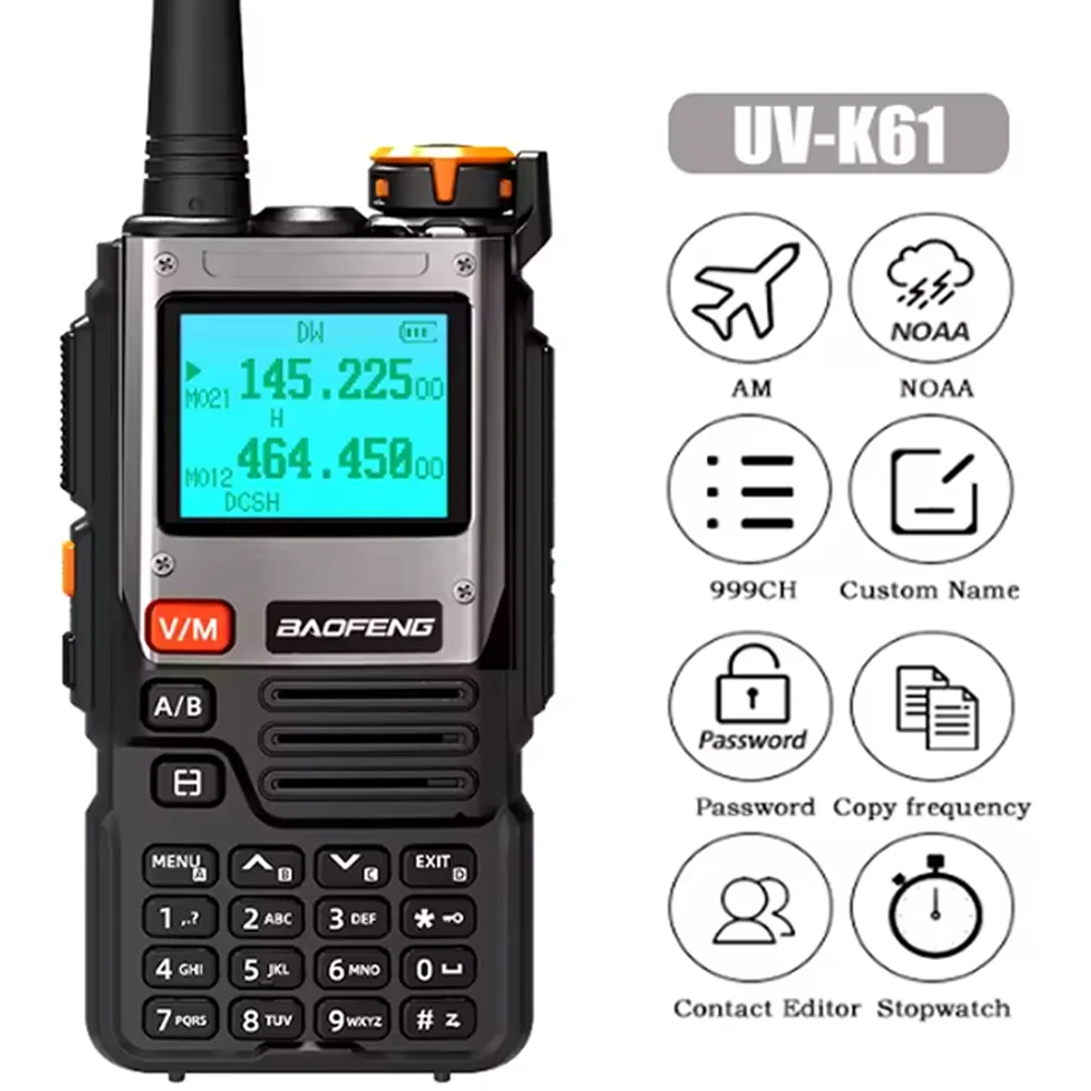 Baofeng UV K61 Walkie Talkie Multi Band Wireless Kopierfrequenz 999CH Typ-C DTMF Long Range NOAA UV-5R UV K6 K5(8) Amateurfunk