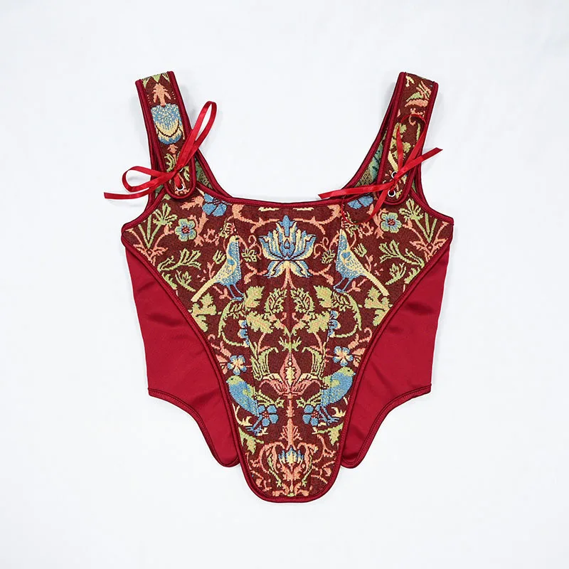 Damen Luxus Patchwork Korsett-Top Vintage Tierdruck Mieder Stahlkorsett Rückenschnürung Bühnenkostüm Formgebende Weste Übergröße – Detail 25