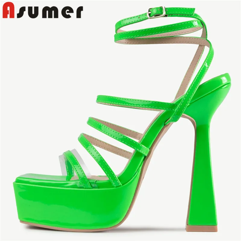 

ASUMER 2023 Size 36-43 New Top Sale Pu Summer Shoes Woman Ankle Strap Ladies Party Shoes Thick High Heels Platform Sandals