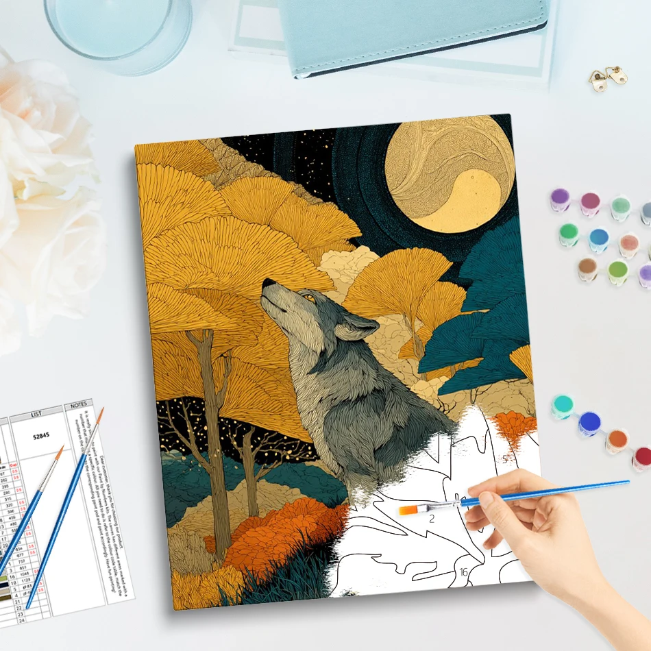 GATYZTORY Painting By Numbers Acrylic Digital Color Markers With Frame wolf Wall Art Art Supplies Drawing By Numbers diy Canvas 2