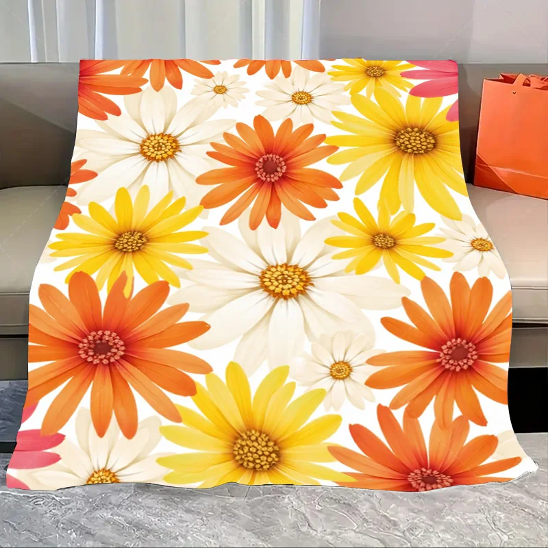1 szt. Koc Flanelowy z Żywej Kwiatowej Wzorów, Dekoracyjny Koc do Przytulnego Salonu
