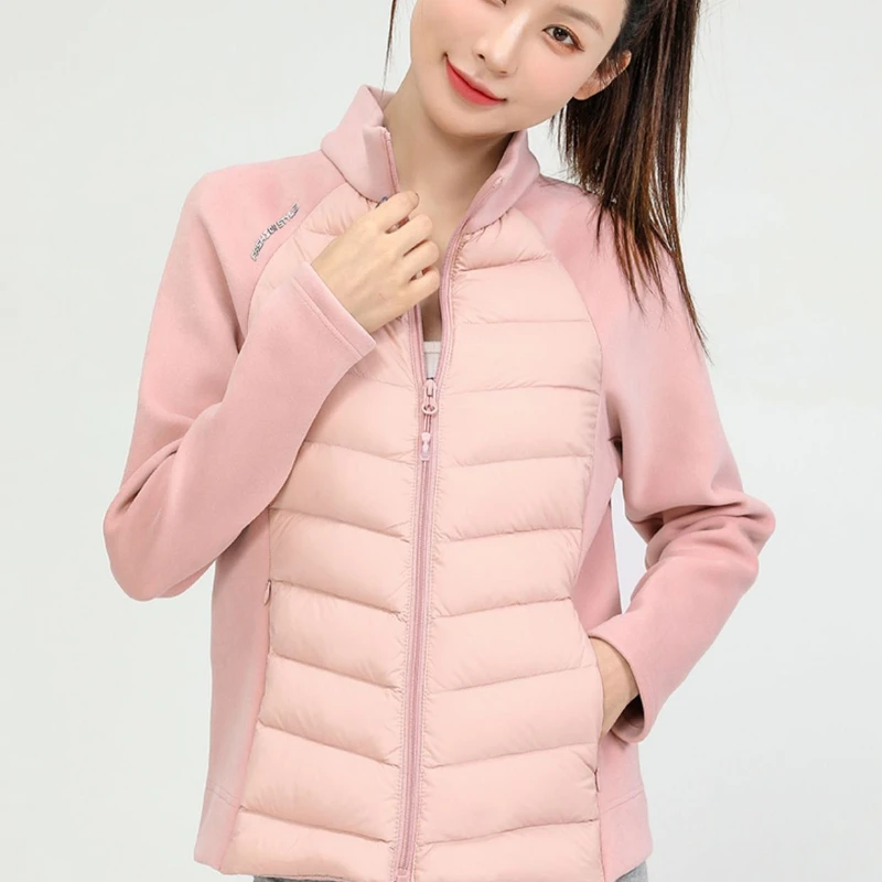 Chaqueta ultraligera de plumón para mujer, plegable corto, cuello alto, acolchado, ropa de yoga cómoda, moda, nuevo, 2024