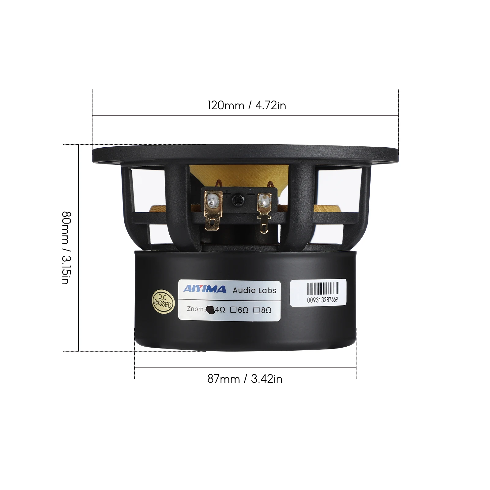 Aiyima ลำโพงเต็มช่วง4นิ้วจำนวน1ชิ้น, ลำโพงวูฟเฟอร์8โอห์ม25วัตต์ลำโพงเสียงทุ้มอะลูมิเนียมลำโพงโฮมเธียเตอร์