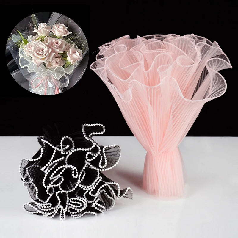 4Yards Flower Wrapping Wave Yarn Rose Bouquet Packaging Paper Lace Mesh Handmade Gift Packaging Supplies Wedding Party Decor