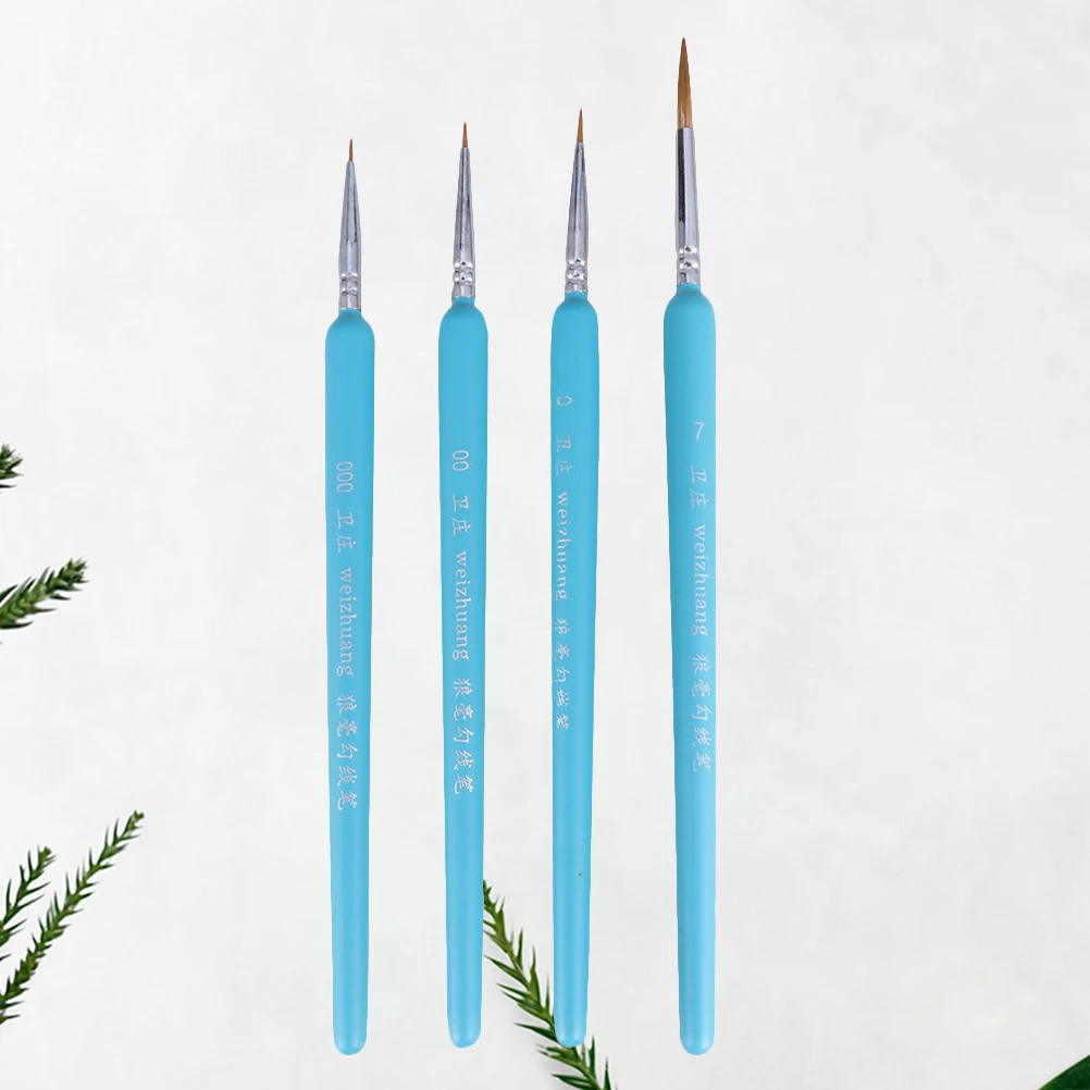 

4 Pcs Pointy Pencil Paint Brushes Detailing Bamboo Bristle for Watercolor