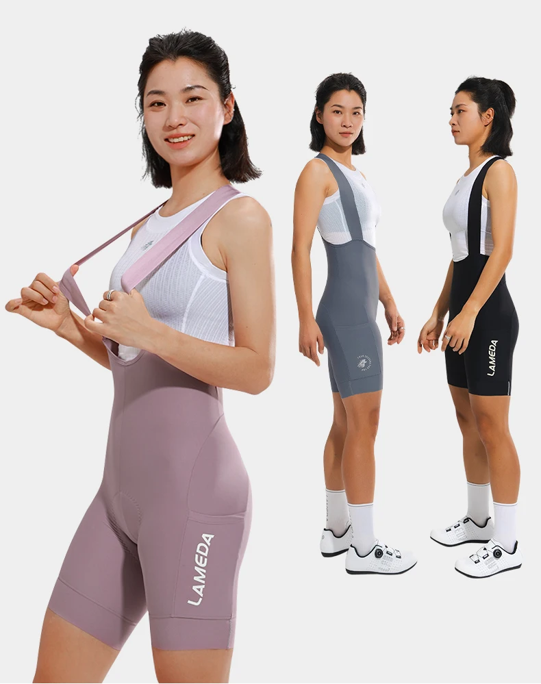 LAMEDA Radfahren Trägerhose Stoßdämpfung Gepolsterte Rennrad Shorts Reiten Radfahren Trägerhose Atmungsaktive Damen Sommer MTB Shorts – Detail 3