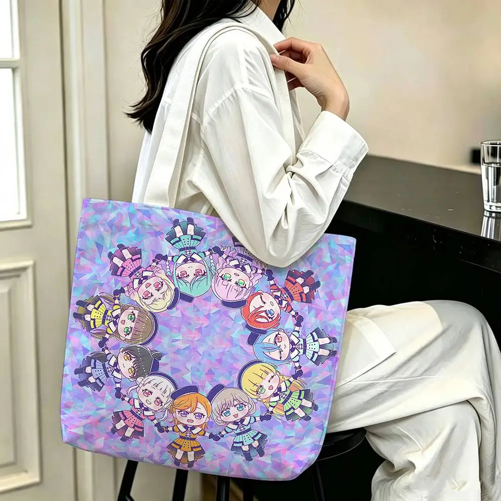 1pc Love Live Animated Series   Printed Canvas Tote Bag Shoulder Bag Commuter Mommy Shopping Bag