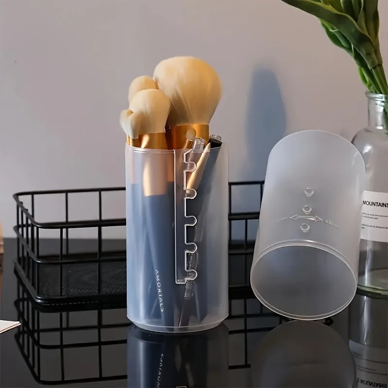 5 قطع/1 قطعة حاوية أقلام قابلة للسحب مقاومة للغبار، حامل فرشاة مكياج قابل للتعديل، تخزين اللوازم المكتبية، منظم سفر محمول #4