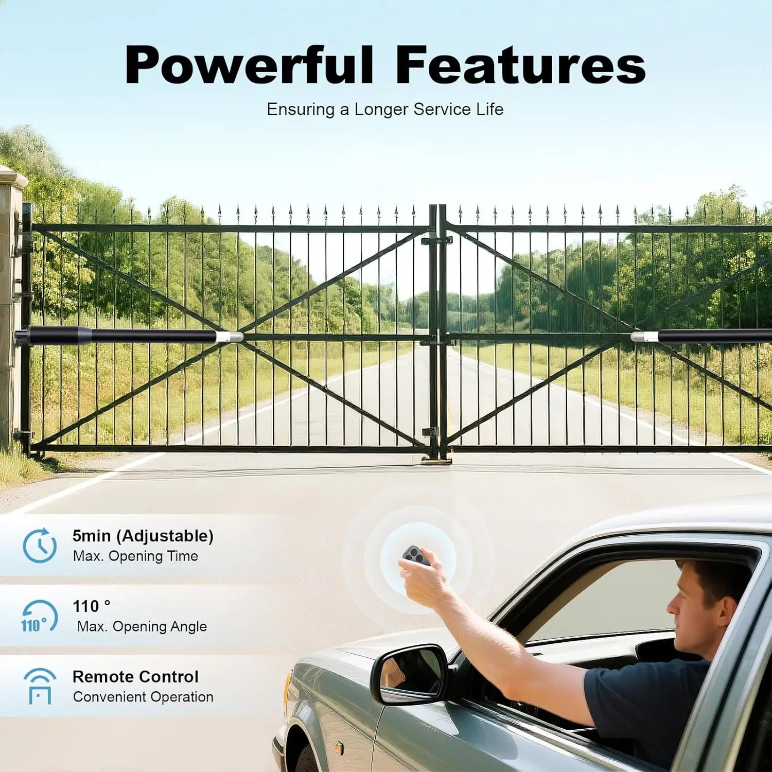 Electric Automatic Dual Arm Swing Gate Opener Up to 660 Lbs For Access Control System