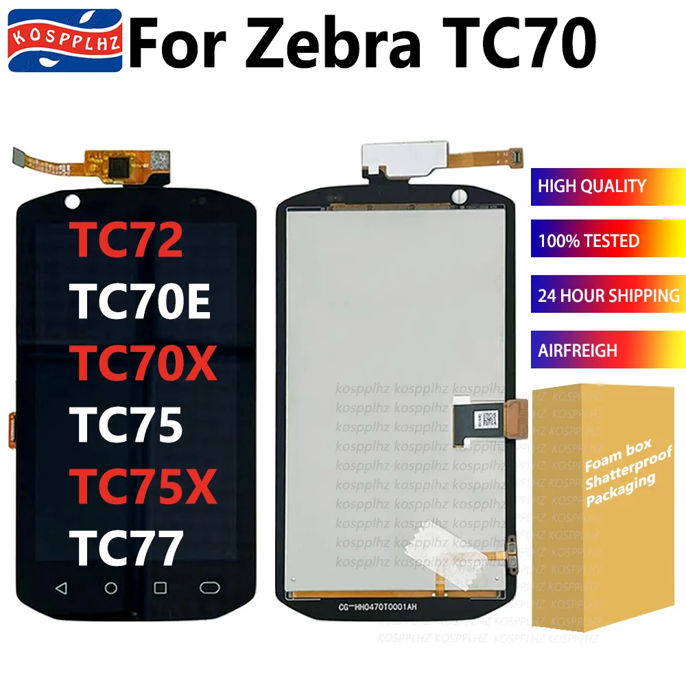 New LCD For Zebra TC72 TC75 LCD Display Touch Screen For Zebra TC77 / TC70 LCD Display Replacement For TC75x TC70x tc70e