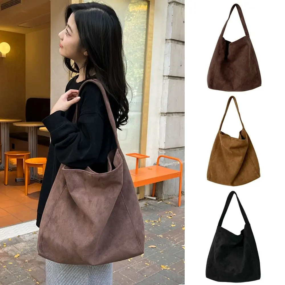 

Fashion Suede Shoulder Bag Large Capacity Solid Color Tote Bag Woman's Handbag for Woman