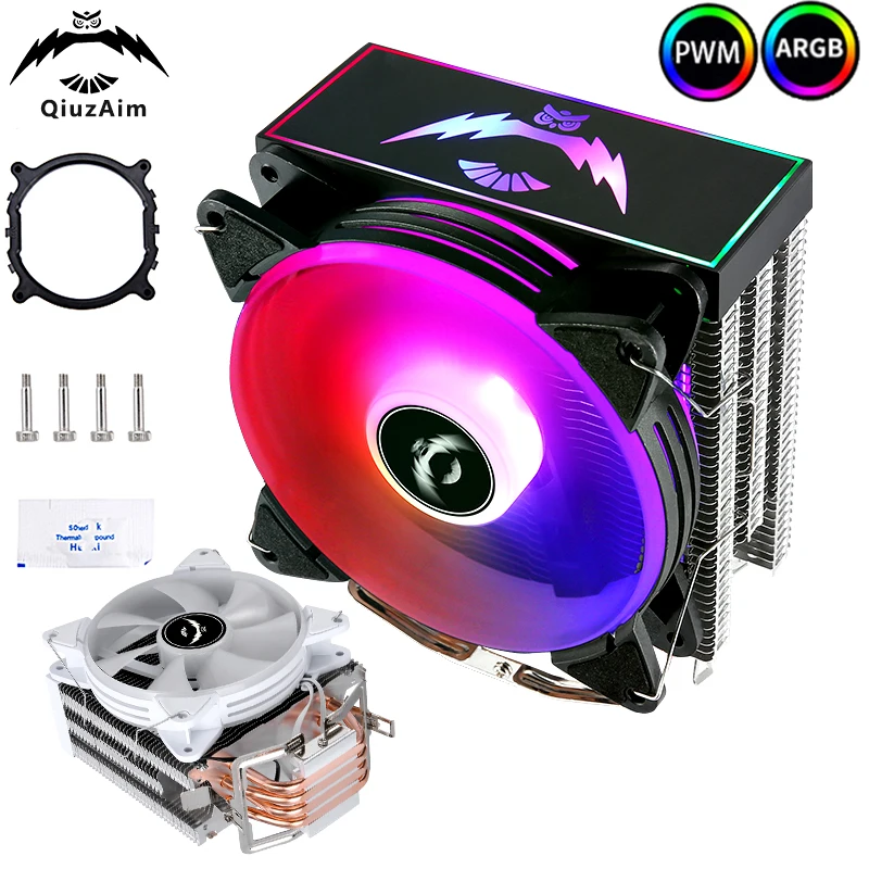 

QiuzAim PC x79 x99 Processor Cooler 4 Heat Pipes CPU Radiator Air-cooled ARGB 120mm Fan 4pin/PWM install LGA2011 2066 AM3 AM4 e5
