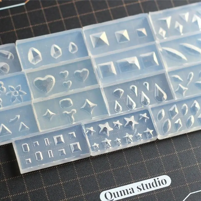 

X4YA 15Pcs Art Molds UV Epoxy Resin Silicone Mould Faceted Jewelry