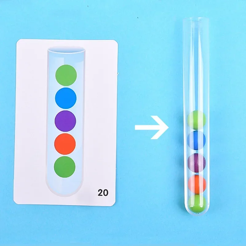 Clipe de contas de madeira conjunto de tubo de ensaio jogos montessori crianças brinquedo de treinamento de motor fino correspondência de cores brinquedo educacional precoce das crianças