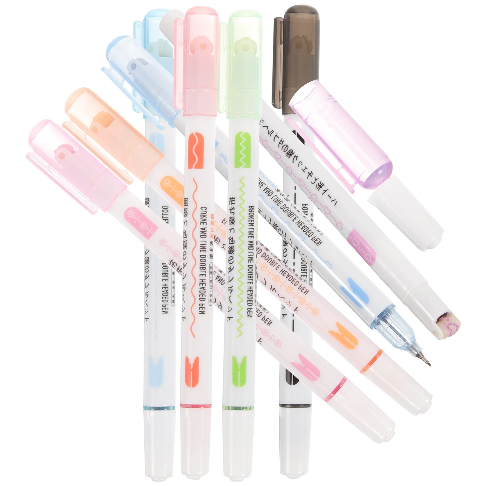 

8 Pcs Double Curved Pen Colored Pens Scrapbooking Journaling Markers Bulk Dual Tip