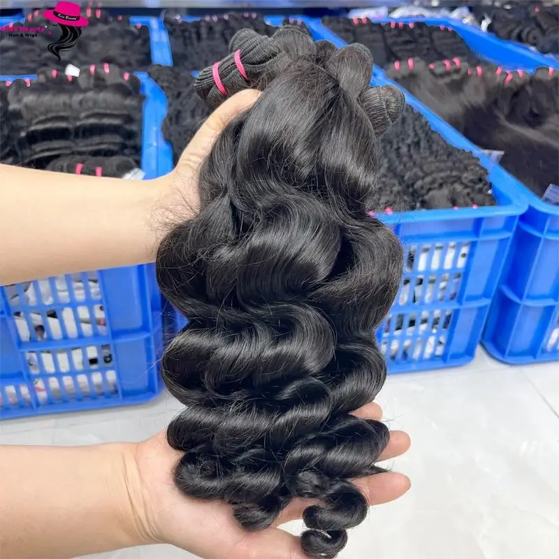 Mentah tidak diproses kutikula perawan selaras Peru gelombang longgar bundel rambut manusia warna alami Remy rambut manusia sambungan tenun