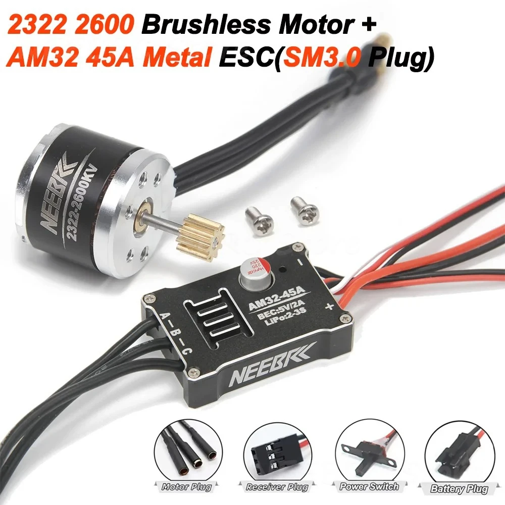 1/12 RC MN Auto MN82 MN99 MN168 MN78 Upgrade Kit 2322 2600KV 3500KV Borstelloze Motor AM32 45A ESC SM3.0/T Plug Model DIY Onderdelen