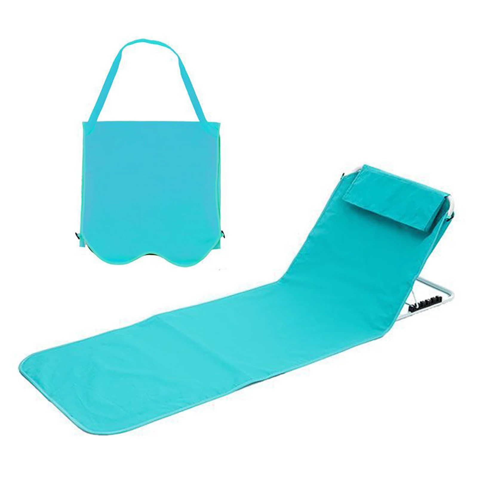 Beaching Recliner Lounger Outdoor Camping Mat Chair Portable Folding Beach Mat With Adjustable Backrest Headrest