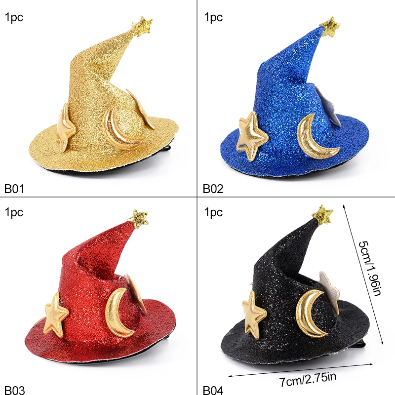 1pc Halloween Cosplay Princess Hair Clip Colorful Wizard Hat Hairband Cute Small Magic Women's Hair Accessories Party Decoration