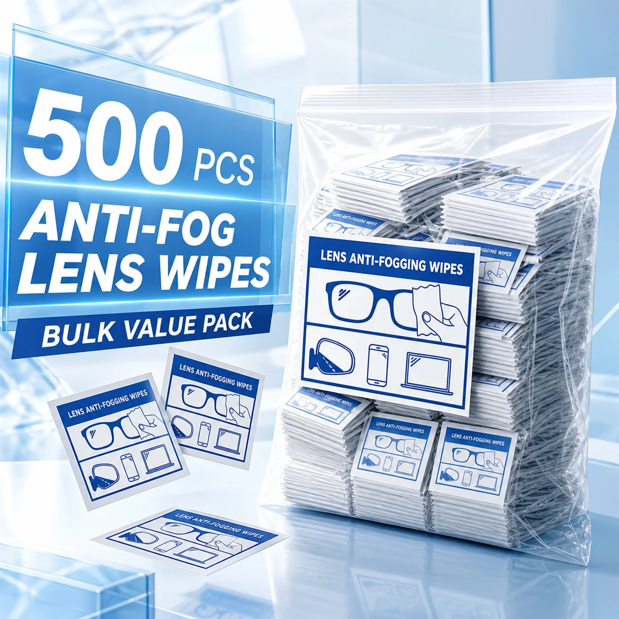 500 Pieces Set Quick Cleaning Lens Cloths Portable Oil Stain Removal Convenient Carry-Easy-To-Use Microfiber Wipes for Glass