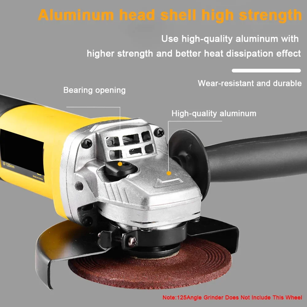 Electric Angle Grinder 125mm 1050w 6-Variable Speed 11000RPM Grinding Machine for Grinding Cutting Metal Angular Power Tool Diy