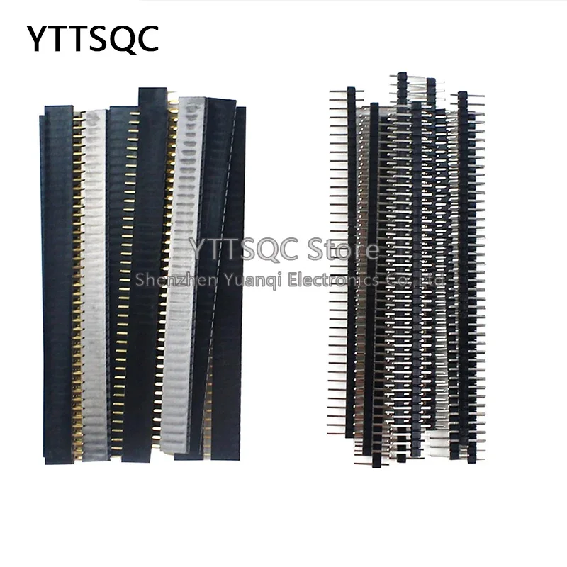 10pcs Jst Connector Strip 40Pin 1x40 Single Row Male and Female 2.54 Breakable Pin Header Connector Strip for Arduino Black