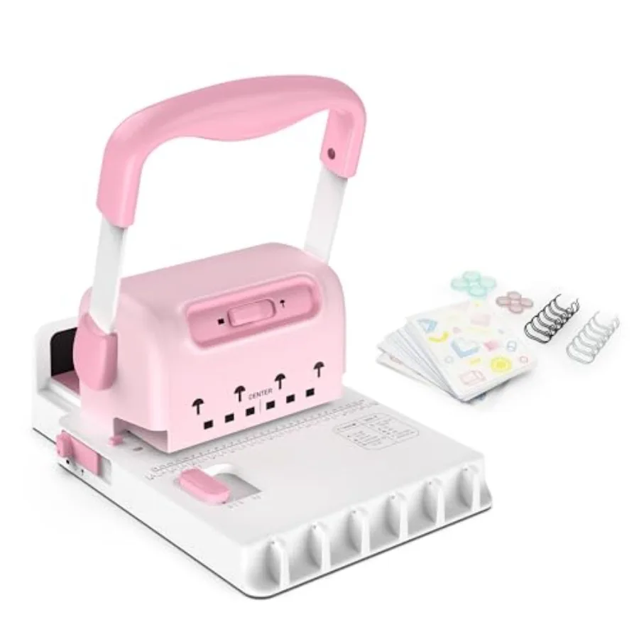

Mini Cinch Book Binding Machine 2-in-1 Wire and Disc Hole Punch Pitch 2:1 Portable Book Binding Kit with Starter Accessories fo