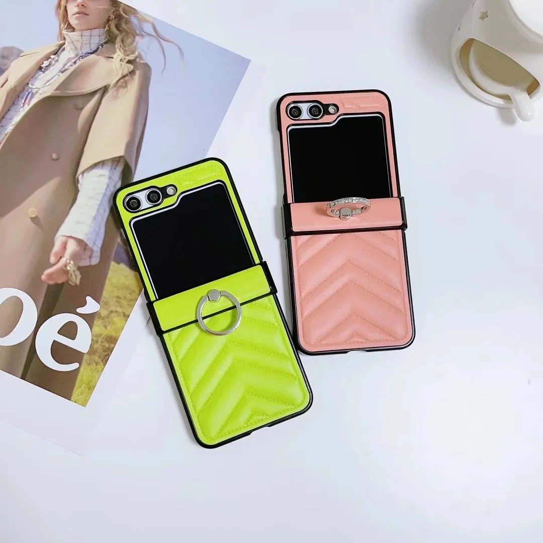 Casing ponsel kulit 3D mewah, casing ponsel 3D mewah, pelindung ponsel Samsung Galaxy Z Flip3 Zflip 5 Z flip6 zflip4, Flip 5 Z dengan cincin