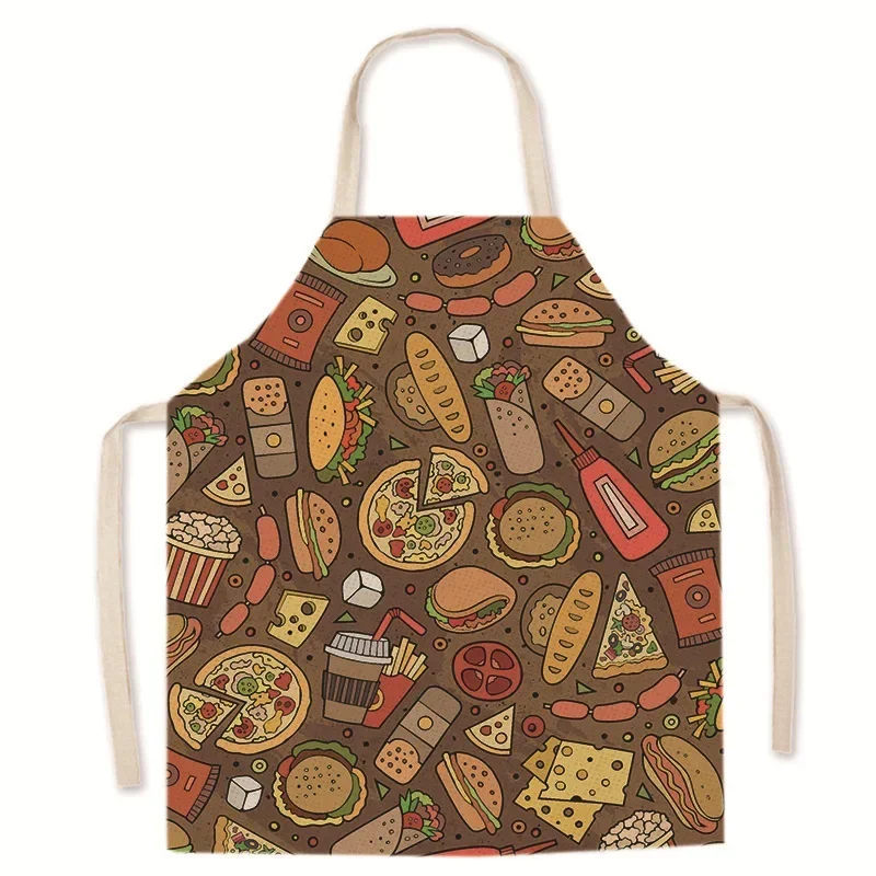 New Hamburg Fries Apron Kitchen Anti Fouling Sleeveless Cover Digital Printing Household Kitchen Supplies Apron Delantal Cocina