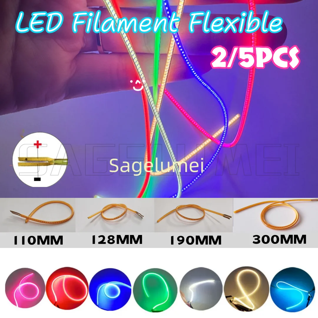 

Положительный отрицательный тот же конец DIY светодиодная нить гибкая лампа Эдисона детали лампы DC3V 110/128/190/300 мм вечерние рождественские огни Декор