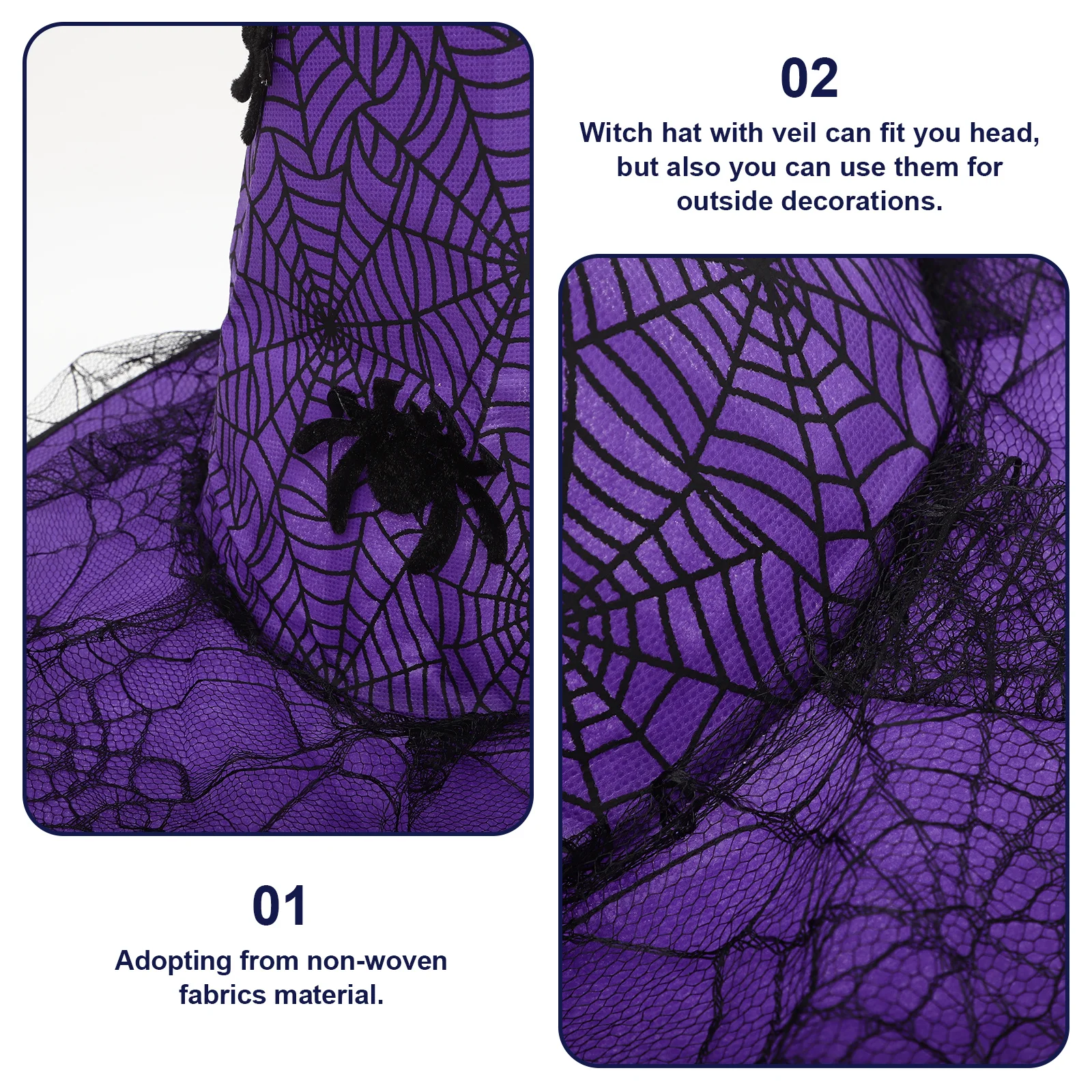 

1pc Witch Hat Halloween Costume Party Decorative Mesh Cosplay Prop Hat For Theme Party Masquerade Performance Accessory