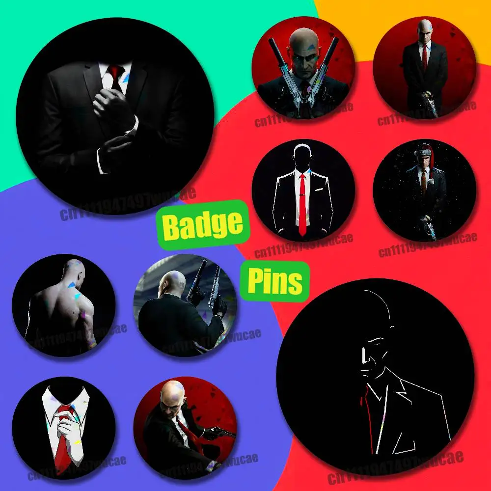 For Agent 47 Hitman Badge Cover Custom Pin Insignia Emblem Round Button 58mm 44mm Laser Film