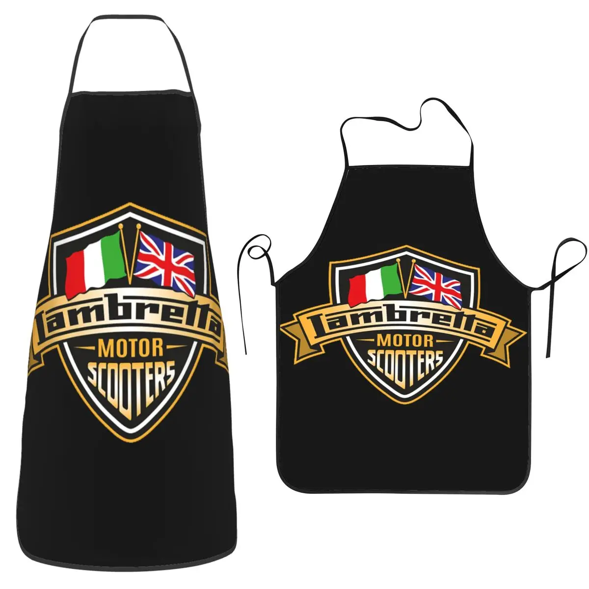 Lambretta Motor Scooters With Union Jack And Italian Flags Aprons Chef Cooking Baking Tablier Bib Kitchen Cleaning Pinafore