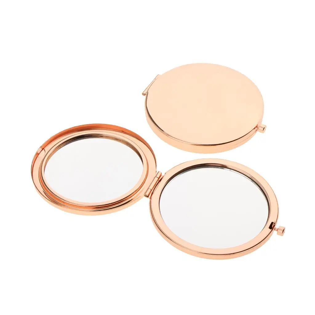 2 mini miroir de maquillage cosmétique rond pliable et latéral compact