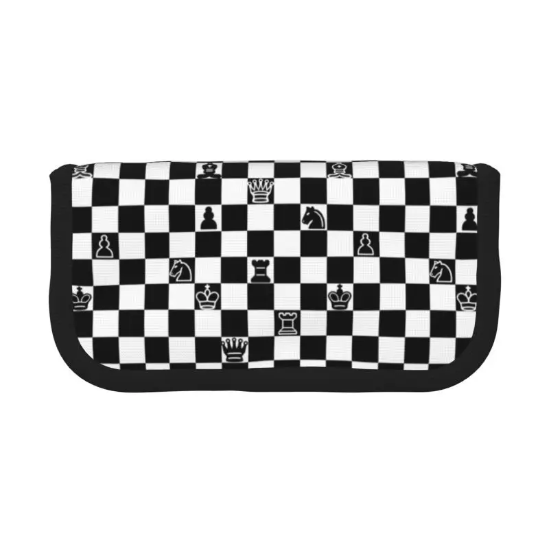 Customized Chess Lover Pencil Cases for Boy Girl Big Capacity Chessboard Game Pen Box Bag School Supplies