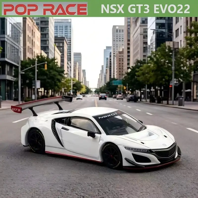 POPRACE 1/64 NSX GT3 EVO22   Alloy Die Casting Car Model Collection Model Boy Gift Christmas Gift Boy's Toy
