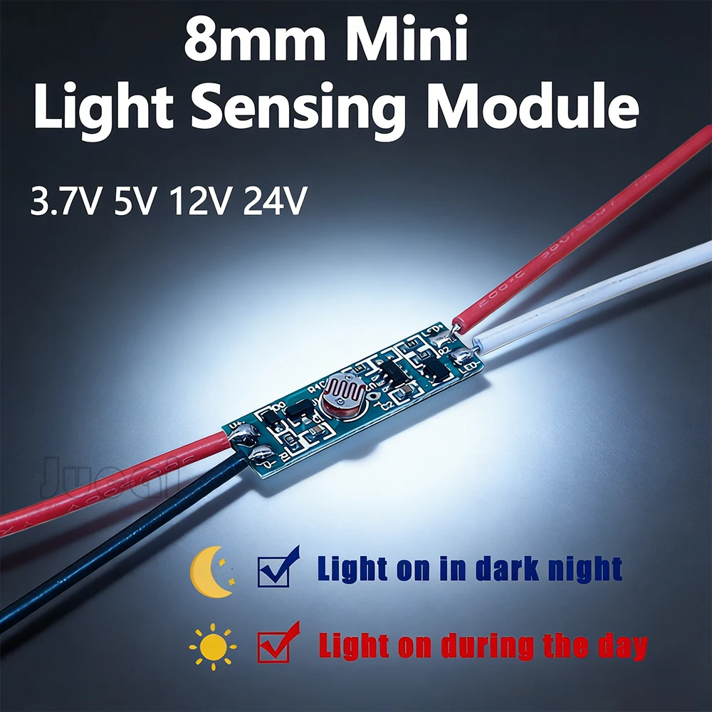 8mm Mini Light Sensor Switch Automatically On Light Switch Sensor Photocell Street Lights Switch DC 3.7 V 5V 12V 24V