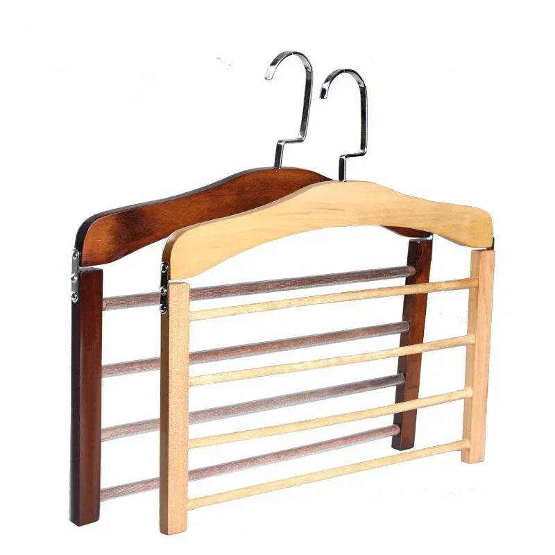 Hangers For Clothes Pants Closet Wooden Trouser Jeans Scarf Organizer Storage Perchas Para La Ropa 4 Layer Multiple Pants Hanger