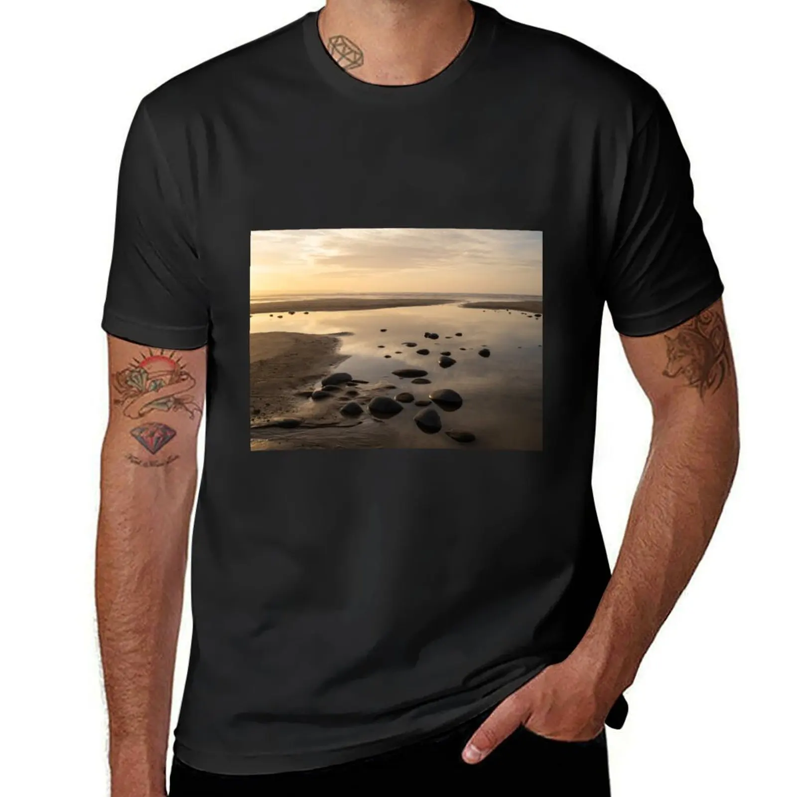 

Sunset Pebbles on Westward Ho beach T-Shirt customs design your own funnys anime clothes sublime mens funny t shirts