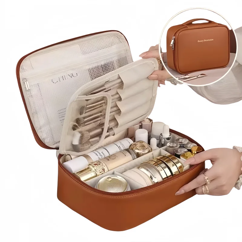 

Women's Cosmetic Bag PVC Makeup Pouch Luxury Travel Tote Bag Multi-functional Travel Toiletry Bag Vanity Organizer