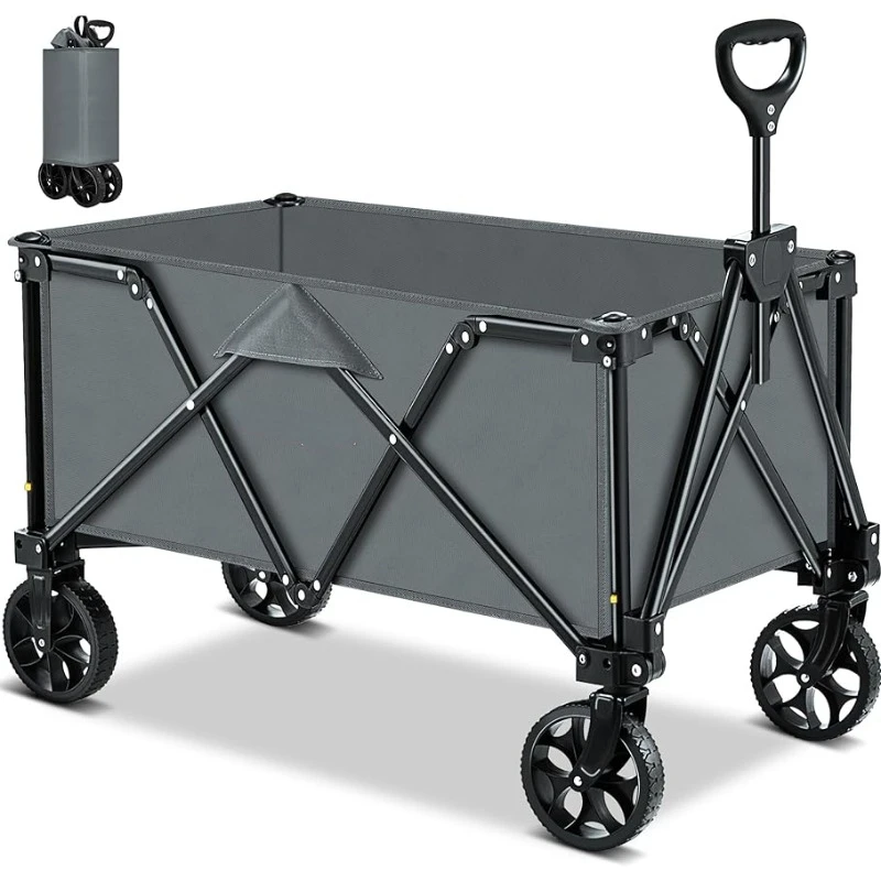 

190L Collapsible Folding Wagon Cart, 345LBS Large Capacity Camping Wagon, Foldable Wagon, Heavy Duty Utility Wagon