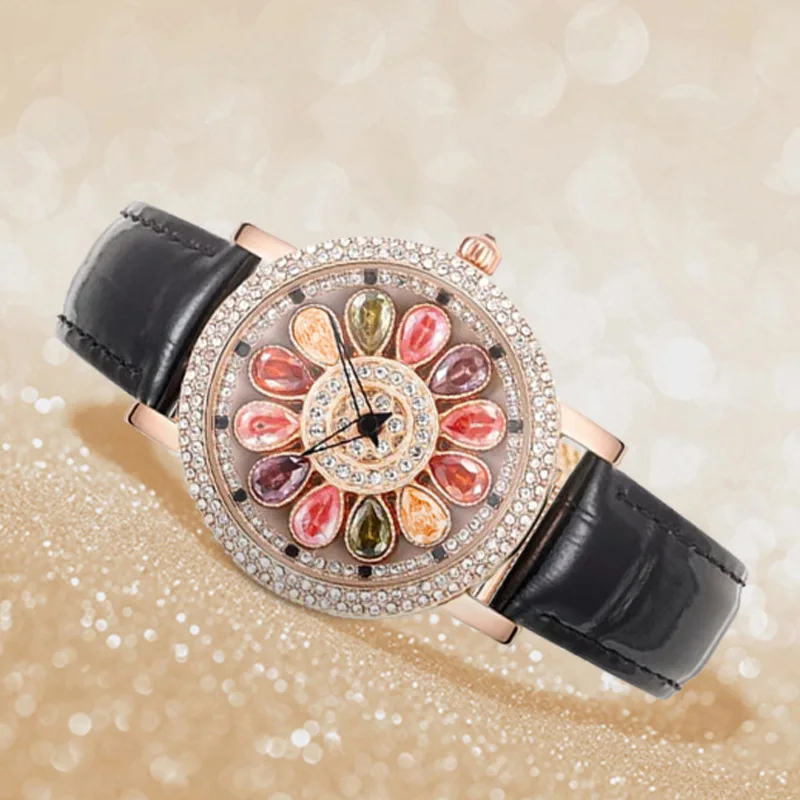 Top Brand Spin Rotating Watch Women High Quality New Fashion Women Watches Quartz Luxury Crystal Diamond Ladies Watch