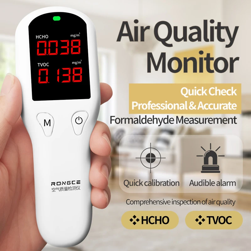 Multifunctional 2 in1 Digital  Air Tester TVOC HCHO Detector Air Quality Monitor for Home Decoration Use