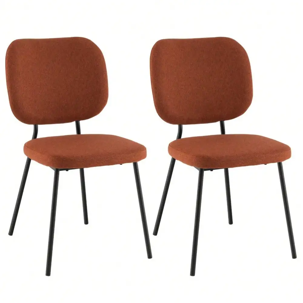 Set of 2 Modern Fabric Dining Chairs Padded Kitchen Armless Accent Chair Orange